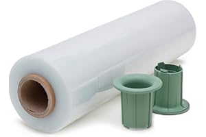 Good Goods Warehouse Hochwertige Stretchfolie 23 m – 600 m Verpackungsfolie mit Handabroller-Set – 40 cm breite Wickelfolie – 1 Rolle Schutzfolie für Möbel, Umzug, Paletten, Transport