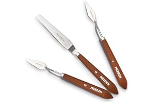MEEDEN Artist Pallete Knife Set: 3Pcs Art Spatula Knives with Wooden Handle - Stainless Steel Blades for Oil, Acrylic Canvas Painting