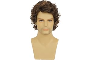 BEWEIG Peluca corta marrón para hombres sintéticos de Halloween con disfraz de pelucas de hombre