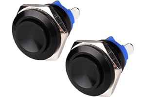 ‎APIELE APIELE 2 Stück 16MM Momentan Druckschalter 250V AC 5A 12V 36V DC 2A 1NO SPST, Aluminiumlegierung Hervorstehend wasserdicht Momentary Drucktastenschalter, Auto Household Appliance Taste Schalter
