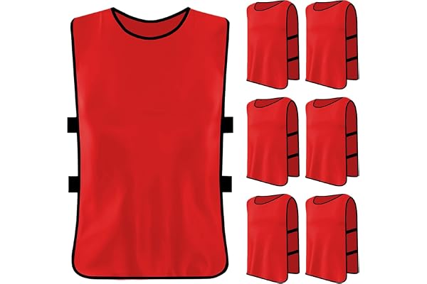6 Pack Chasuble de Football, Gilet Adultes Maillots, Entraînement Sport, Homme, Training Gilets pour Basket, Football, Taille XL
