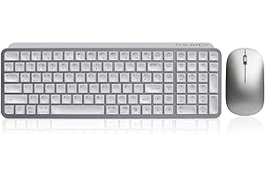 zienstar-Kit de Teclado y Ratón Español Recargable,Silencioso,Multi Dispositivo,Inalámbrico USB+Bluetooth-Plata