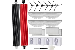 Anwor Zubehör-Set für Roborock S8 Pro Ultra Staubsauger, 1 Doppelbürstensystem Modell Hauptbürsten 4*Hepa-Filter 4*Wischtücher 4*staubbeutel Ersatzteile, Ersatzteil-Kit für Roborock S8 pro Ultra