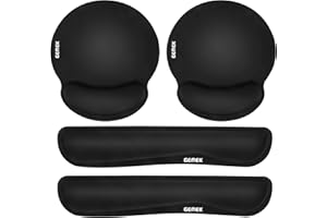 Keyboard Wrist Rest and Mouse Pad Wrist Support 2 Pack, GEMEK Ergonomic Memory Foam Set for Office, Laptop, Mac, Computer and Gaming, Durable, Comfortable Typing &Wrist Pain Relief (Black)