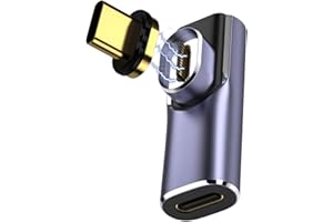 GELRHONR Magnetyczny adapter USB C, USB4.0 90 stopni USB C adapter magnetyczny 24-pinowy PD 100 W 40 Gb/s szybkie ładowanie i transfer danych oraz wyjście wideo 6K przy 60 Hz 4K przy 60 Hz
