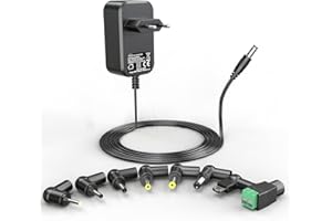 shefor 12V 2A Netzteil,Universal AC DC Power Adapter Leistungstreiber 5,5mm mit 8 DC Steckeradaptern Wechselrichter für Elektronik LED Streifen Licht CCTV Kamera Router LCD Monitor und mehr, 24W Max