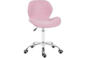 Hadwin Modern Boucle Swivel Office Chair, Height Adjustable Padded Armless Desk Chair with Wheels for Home Office, Pink