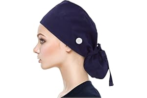Sonnena Gorro para Hombres y Mujeres con Botón Flor Corbata Algodón Gorros Pascua Sombrero para Pelo Largo Corto Gorro de Trabajo