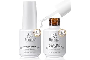 BEETLES GEL POLISH Beetles 20ml Nail Dehydrator and Primer, Large Capacity Acid Free & Hema-Free Natural Prep Dehydrate with Bond Primer for Acrylic Nail Supplies and Professional Salons