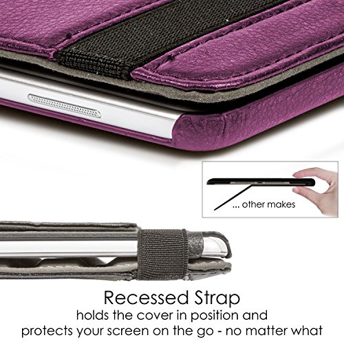 ForeFront Cases® Neue Leder Drehbar Hülle / Tasche / Case / Cover für Samsung Galaxy Tab 3 Lite 7.0 T110 – Rundum-Geräteschutz und intelligente Auto-Sleep-Wake-Funktion mit 3-JAHRES-GARANTIE VON FOREFRONT CASES – inkl. Eingabestift und Displayschutz - 7