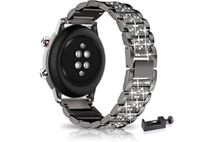 SABSEN 22MM Metall Armband für Amazfit GTR 4 / GTR 3 / GTS 3 Pro Armband, Frauen Strass Glitzer Verstellbare Edelstahl Ersatzbänder Armband Kompatibel mit Amazfit GTR 4 / GTR 3 / GTS 3 Pro (E)