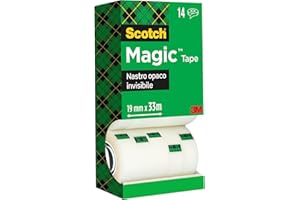 Scotch Nastro adesivo Magic, Value Pack - 14 Rotoli da 19 mm x 33 m - Nastro Trasparente Opaco e Scrivibile Ottimo per Casa, Ufficio e Scuola