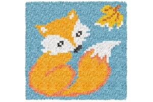 YOOTOM Kit de Tapis de Crochet à Point Noué di Fleur Coussin au Crochets à Loquet Bricolage,Création de Tapis à Crocher,Modèle de couleur pré-imprimé,30x30cm