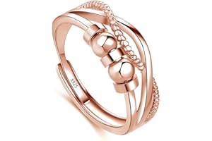 Deyanse Anxiety pierścionek ze srebra próby 925, dla kobiet, otwarty, regulowany, antystresowy, z cyrkonią, pierścionek antystresowy, antystresowy, antystresowy, antystresowy