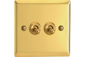 Varilight - Interruptor de palanca clásico 2G 1 o 2 W 10 A de latón victoriano - XVT2