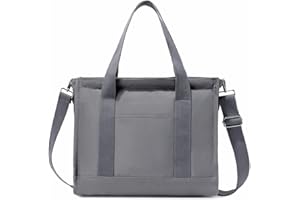 MEEGIRL Lightweight Women's Nylon Tote Bags Waterproof Handbags Casual Shoulder Bags for Everyday Holiday Travel Work with two Straps (L-Grey)