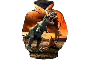CAMLAKEE Felpa con Cappuccio Bambini Stampa 3D Dinosauro Grafica Felpe Ragazzi Ragazze