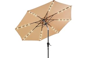 HOMSHADE 2.3 m Patio Umbrella - Table Umbrella for the Outdoor Market, UV Protection SPF 50+ with Tilt at the Touch of a Button, Crank for Patio/Pool/Deck/Garden