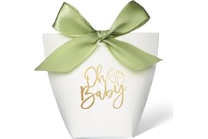 BETESSIN 25Pcs Mini Boîtes Dragées Sachets Bonbons avec Ruban 6x6x10cm Cadeaux Invités Baptême Baby Shower Fête Prénatal