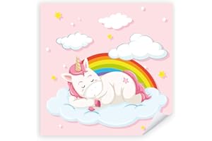 Postereck - 2290 - Einhorn Plakat, Regenbogen Kinderzimmer Traum - Kinder Kinderzimmer Kinderbild Wandposter Fotoposter Bilder Wandbild Wandbilder - Leinwand - 30,0cm x 30,0cm