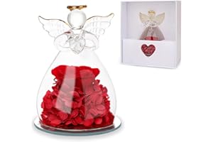 DASIAUTOEM Róża Wieczna Róża, Walentynki Prezenty Kobieta, Zachowane Kwiaty Prezenty, Różowy Ręcznie Wykonane Anioł Figura, Różowy Oryginalne Prezenty dla Kobiet Mama Matka Ślub Urodziny