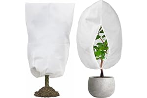 MUYYIKA Protezione invernale per piante, protezione antigelo, protezione invernale per piante in vaso, 2 pezzi, protezione antigelo per cerniere, piante con cordino, telo protettivo invernale per