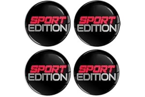 SkinoEu 4 x 55 mm adesivi per coprimozzo ruota adesivi Sport Edition nero argento rosso A 7655