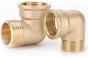MEISO 2 Piezas Codo de 90 Grados de Latón, Ángulo de Tubería de 3/4 Pulgadas - 3/4" IG/AG, Ø25 mm Rosca Interna × Rosca Externa, Ángulo de Latón para Conexión de Tubería, Accesorios Sanitarios