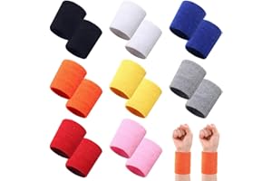 AISHOW 16 Stück Wristband Sport Schweißband Handgelenk Herren und Frauen Baumwolle Elastisches Sport Wristbands Atmungsaktives Rutschfestes Feuchtigkeitsableitendes Armband Farbe