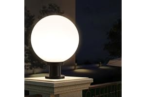 Mengjay Moderno Farol Exterior Jardín E27, Lámpara de Columna Acrílica, Impermeable Sobremuro Negro Para Terraza Patio (25cm)