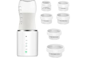 Builrand Portable Baby Bottle Warmer for Outing and Travel, Fast Heating Leak-Proof Electric Bottle Maker USB Chargeable Milk Warmer with 6 Adapter Compatible with Philips Avent, Tommee Tippee, MAM