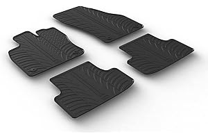 GLEDRING Autostyle 0313 Alfombrillas de Goma con Clips de Montaje, 4 Piezas, Color Negro