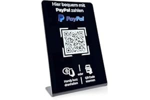 NEXIT Aufsteller/Schild für PayPal-Zahlung mit QR-Code und NFC (16,5 x 10,5 cm) - schwarz