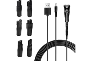 GBULTR 5V Cargador Afeitadora Cable USB Universal, Cable USB a DC Cargador Maquinilla, para Varios 5V Cortapelos de pelo eléctricas, Depiladoras,Incluye 7 Enchufes Universales y Cable USB