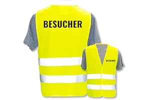 PIXIPRINTS.COM Bedruckte Marken-Warnwesten mit Leuchtstreifen * Standard- o. Reflex-Druck * Baugewerbe, Warnweste Begriffe Bau Gewerbe:Besucher, Farbe + Größe:Gelb (XL/XXL)