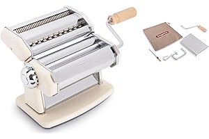 Imperia IPasta Línea Clásica. Máquina para Pasta. 100% Made in Italy. Máquina de pasta fresca en acero. Laminadora manual con manivela. Crea láminas para lasagne, tagliolini, fettuccine.