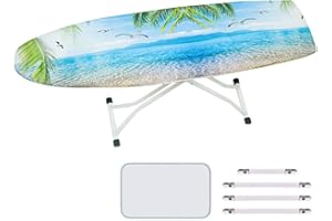 Treer Housse Table à Repasser 140x50cm en Impression 3D, Résistante Aux Hautes Températures, avec Tampon Anti-Scorch et Fixations, pour Fers à Repasser Vapeur (140x50cm,la mer)