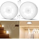 VazzLox Motion Sensor Light for Home (Pack of 2) with USB Charging Wireless Self Adhesive LED Body Induction Lamp Sensor Ligh