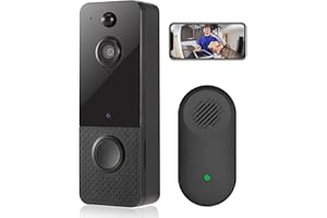 TAISHIXING Video Doorbell Camera HD, Wireless Doorbell Camera with Chime, Wireless Operated, HD Night Vision, 2-Way Audio, Motion Detection, IP66 Waterproof,Cloud Storage(for iOS & Android)