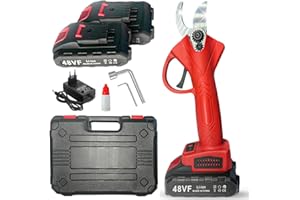 BYCO Forbici da Potatura Elettriche con 2 Batterie da 48V e Valigetta, Cesoie Portatili Professionali – Taglio Preciso e Assistenza Batteria Immediata (Rosso)