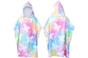 Xialvyu Hooded Towel for Kids, Poncho Towels for Kids, 29.5"x29.5" Microfibre Cute Hooded Towels for Kids, Quickly Dry Soft Towel for Swim Bath Children Watersport (Colorful Unicorn)
