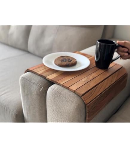 Marstey Wood Serving Platter, Rectangular Couch Armrest Tray