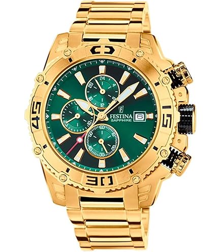 Festina Cronografo Uomo F20705/4 Timeless - Cassa E Cinturino In Acciaio 316L Bicolore Oro, Quadrante Nero, 10 ATM