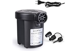 Deeplee Elektryczna pompka do pompowania 2 w 1, pompowanie i spuszczanie powietrza, z 3 dyszami powietrza, do nadmuchiwanych materacy, poduszek, łóżek, łodzi, kół do pływania