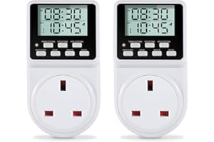 ORIDGET 24 Hour Digital Electric Timer Plug Socket UK with On-Off Repeat Cycle Timer, Daily Program and Countdown for Lights and Home Appliances, 13A / 240V (2 Products in One Packing Box)