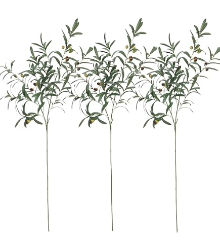 Rami Di Ulivo Finti 71 Cm Per Vasi – 3 Pezzi Con Olive Realistiche, Piante Artificiali Per Decorazione Casa - 2