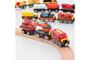 BYNYXI Elektryczny pociąg drewniany pociąg kolejowy Lokomotywa elektryczna dla dzieci Drewniany pociąg Mini lokomotywa pociąg na baterie kompatybilny z drewnianymi zabawkami na szynę dla dzieci 3, 4, 5, 6