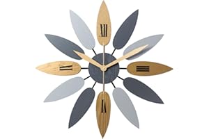 YUMYOLK Reloj de Pared Grande Salon Reloj de Pared 52cm Reloj Pared en Forma de Hoja Reloj de Pared Elegante Colorido Reloj de Pared Cocina Vintage con números Romanos