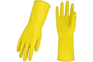 Vgo... Gants de Nettoyage Ménagers Réutilisables, Gants de Vaisselle en Caoutchouc, Epaisseur Supplémentaire, Manches Longues (HH4601)