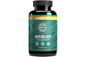 ‎PRIMAL HARVEST Primal Harvest ® Multi-Collagen – 120 Collagen Capsules High Dose – Premium Collagen Complex for Hair, Skin, Nails, Joints and Intestinal – GMP Certified & Made in Germany – Gluten & Soy Free
